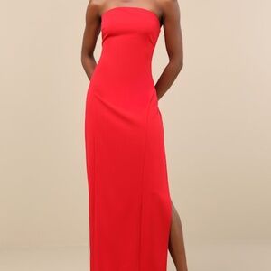 Lulus Famous Icon Red Strapless Column Maxi Dress - Size L